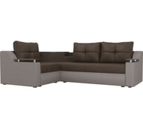 Угловой диван Лига диванов Тесей левый основа рогожка коричневая, компаньон рогожка бежевая 107637L