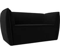 Прямой диван Лига диванов Бергамо 2-х местный полностью микровельвет черный 112065