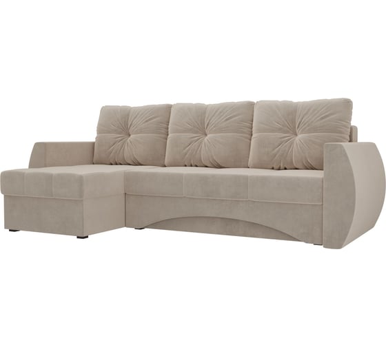 Угловой диван Лига диванов Сатурн левый полностью велюр бежевый 101045L 1