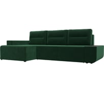 Угловой диван Лига диванов Чикаго левый полностью велюр зеленый 110734L