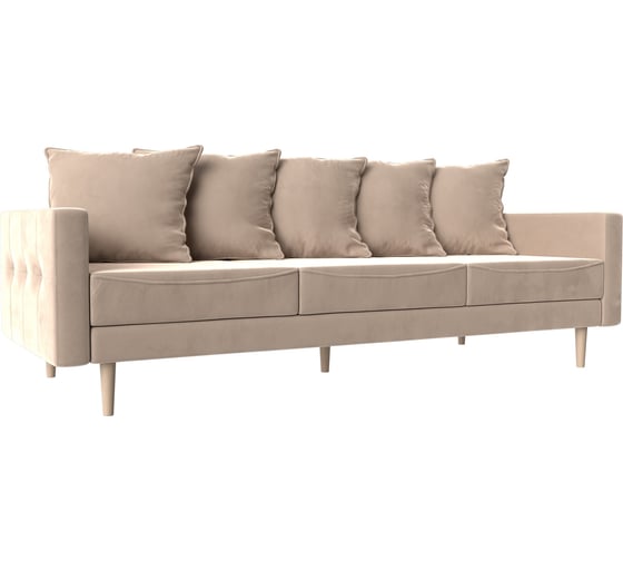 Прямой диван Лига диванов Картес полностью велюр бежевый 108995 1