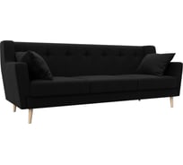 Прямой диван Лига диванов Брайтон 3 полностью микровельвет черный 109163