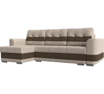 Угловой диван Лига диванов Честер левый основа рогожка бежевая, компаньон рогожка коричневая 100025L