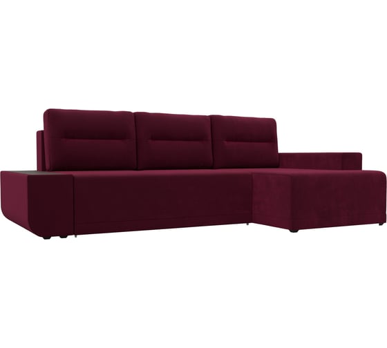 Угловой диван Лига диванов Чикаго правый полностью микровельвет бордовый 110761 1