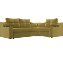 Угловой диван Лига диванов Кронос правый полностью микровельвет желтый 114616