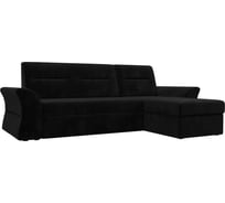 Угловой диван Лига диванов Клайд правый полностью велюр черный 109277