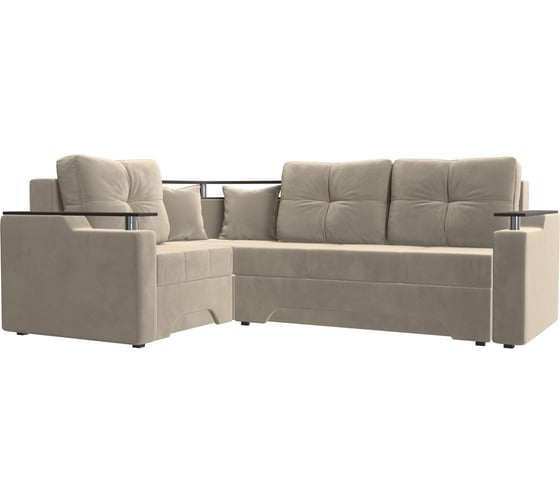 Угловой диван Лига диванов Комфорт левый полностью микровельвет бежевый 102602L 1