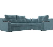 Угловой диван Лига диванов Кронос правый полностью велюр бирюзовый 114606