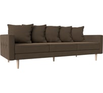 Прямой диван Лига диванов Картес полностью рогожка коричневая 109012