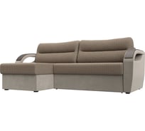 Угловой диван Лига диванов Форсайт левый основа рогожка Корфу 03, компаньон микровельвет бежевый 111599L