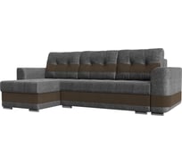 Угловой диван Лига диванов Честер левый основа рогожка серая, компаньон рогожка коричневая 100030L