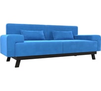 Прямой диван Лига диванов Мюнхен полностью велюр голубой 109097