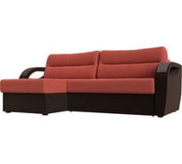 Угловой диван Лига диванов Форсайт левый основа микровельвет коралловый, компаньон микровельвет коричневый 111588L