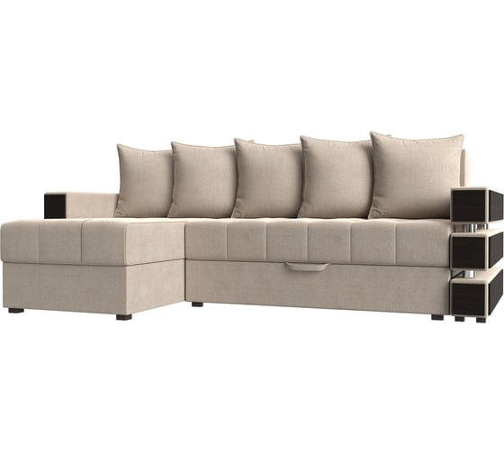 Угловой диван Лига диванов Венеция левый полностью рогожка бежевая 108427L 1