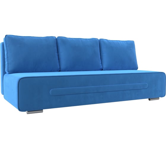 Прямой диван Лига диванов Приам полностью велюр голубой 118668 1