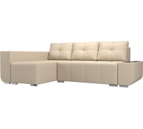 Угловой диван Лига диванов Амадэус Люкс левый полностью экокожа бежевая 109727L