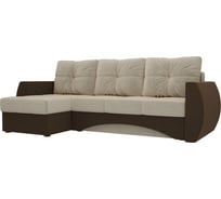 Угловой диван Лига диванов Сатурн левый основа микровельвет бежевый, компаньон микровельвет коричневый 101053L