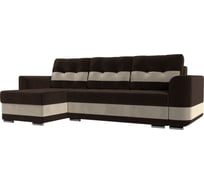 Угловой диван Лига диванов Честер левый основа микровельвет коричневый, компаньон микровельвет бежевый 100019L