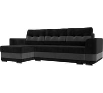 Угловой диван Лига диванов Честер левый основа велюр черный, компаньон велюр серый 110150L