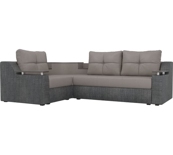 Угловой диван Лига диванов Тесей левый основа рогожка бежевая, компаньон рогожка серая 107635L 1