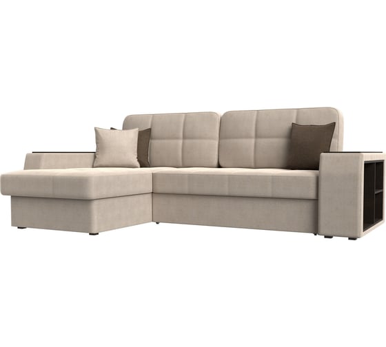 Угловой диван Лига диванов Брюссель левый полностью рогожка бежевая 29391L 1