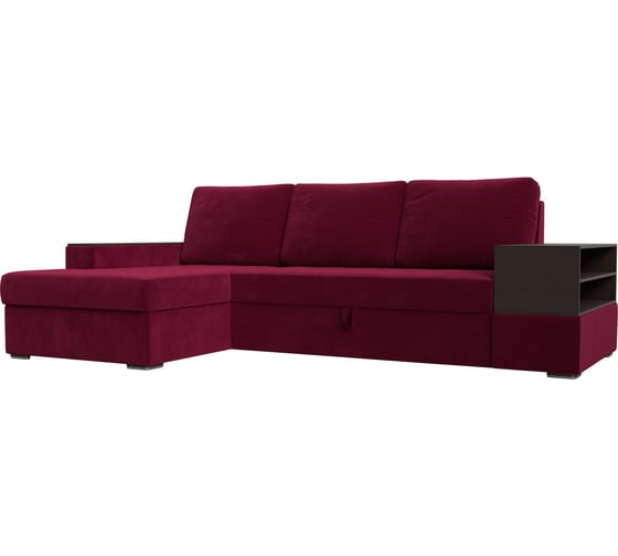 Угловой диван Лига диванов Орландо угол левый полностью микровельвет бордовый 114566L 1