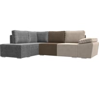 Угловой диван Лига диванов Хьюго левый угол полностью рогожка бежевая/коричневая/серая 101265L
