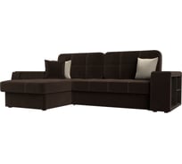 Угловой диван Лига диванов Брюссель левый полностью микровельвет коричневый 29388L