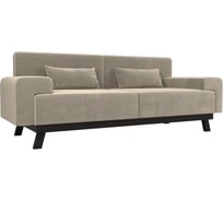 Прямой диван Лига диванов Мюнхен полностью микровельвет бежевый 109103