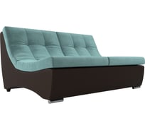 Модуль Лига диванов Монреаль диван основа Велюр Бирюзовый, компаньон экокожа коричневая 111474