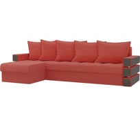 Угловой диван Лига диванов Венеция левый полностью микровельвет коралловый 108439L