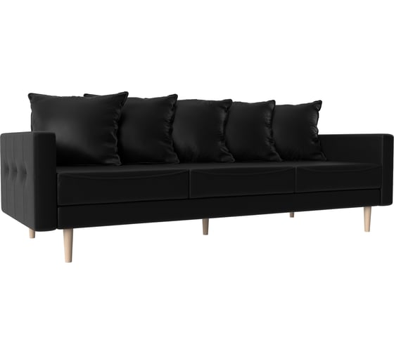 Прямой диван Лига диванов Картес полностью экокожа черная 109017 1