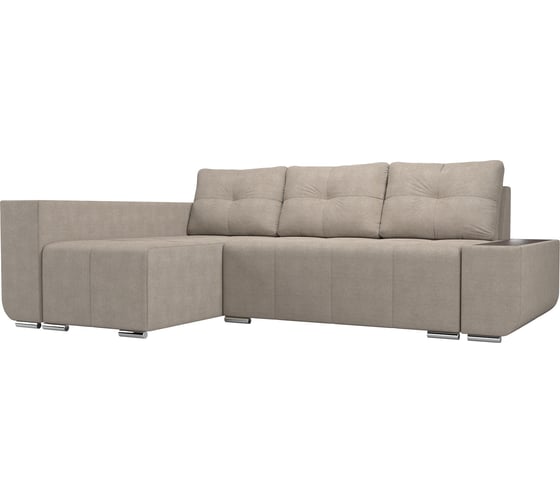 Угловой диван Лига диванов Амадэус Люкс левый полностью рогожка бежевая 109724L 1