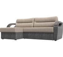 Угловой диван Лига диванов Форсайт левый основа рогожка бежевая, компаньон рогожка серая 111603L