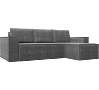 Угловой диван Лига диванов Куба правый полностью рогожка серая 108661
