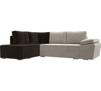 Угловой диван Лига диванов Хьюго угол левый микровельвет бежевый/бежевый/коричневый 101252L