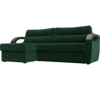 Угловой диван Лига диванов Форсайт левый полностью велюр зеленый 100773L