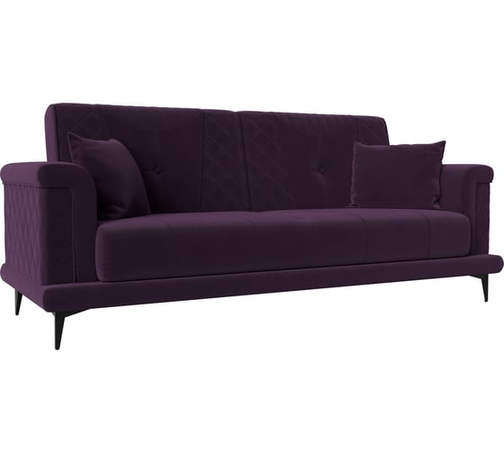 Прямой диван Лига диванов Неаполь полностью велюр фиолетовый 111930 1