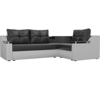 Угловой диван Лига диванов Тесей правый основа экокожа черная, компаньон экокожа белая 107649