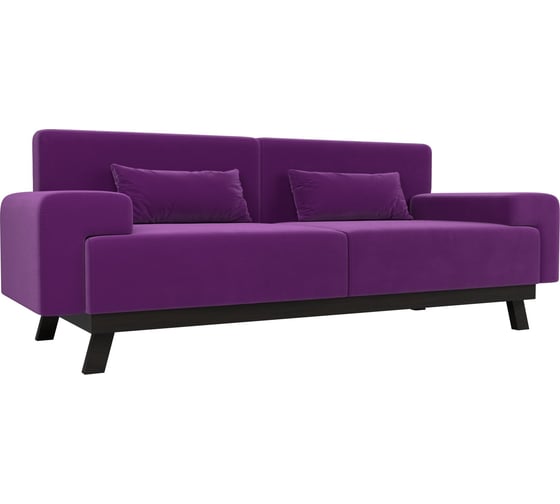 Прямой диван Лига диванов Мюнхен полностью микровельвет фиолетовый 109109 1
