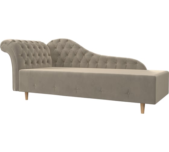 Кушетка Лига диванов Камерон левый полностью микровельвет бежевый 110098L 1