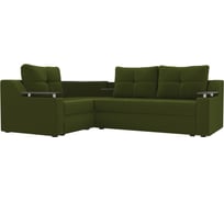 Угловой диван Лига диванов Тесей левый полностью микровельвет зеленый 107623L