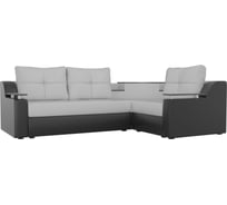 Угловой диван Лига диванов Тесей правый основа экокожа белая, компаньон экокожа черная 107645