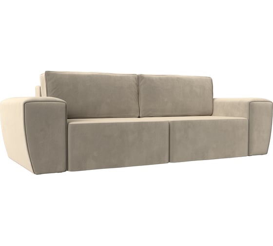 Прямой диван Лига диванов Беккер полностью микровельвет бежевый 108526 1