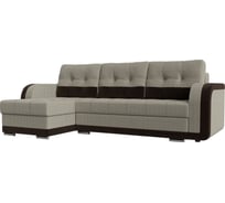 Угловой диван Лига диванов Марсель левый основа рогожка Корфу 02, компаньон микровельвет коричневый 109980L