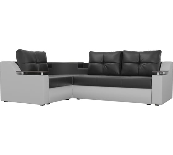 Угловой диван Лига диванов Тесей левый основа экокожа черная, компаньон экокожа белая 107649L 1