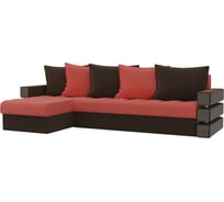 Угловой диван Лига диванов Венеция левый основа микровельвет коралловый, компаньон микровельвет коричневый 108443L