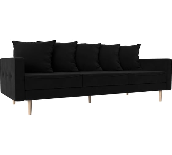 Прямой диван Лига диванов Картес полностью микровельвет черный 109010 1