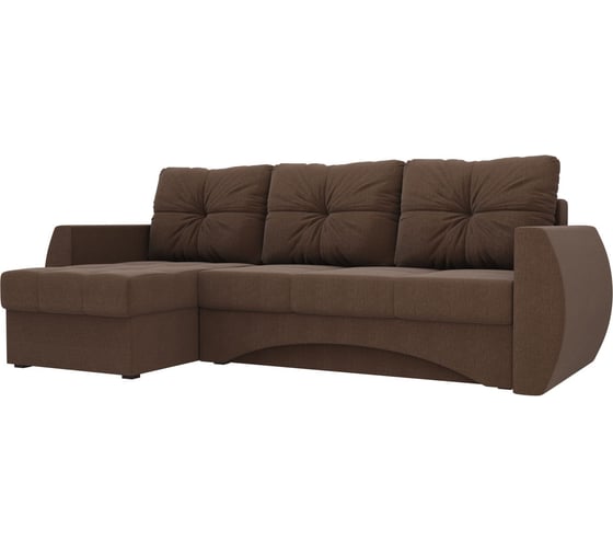 Угловой диван Лига диванов Сатурн левый полностью рогожка коричневая 101064L 1