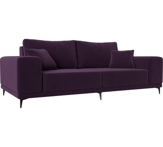 Прямой диван Лига диванов Льюес полностью велюр фиолетовый 108599 1